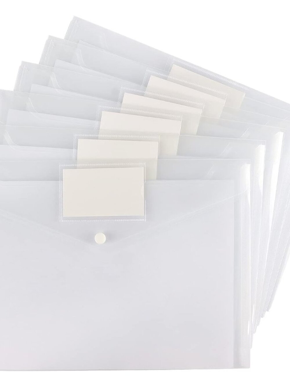 6 Pack Clear Document Folders Plastic Envelopes, A4 Size, White